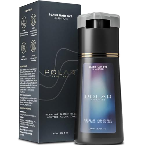 Polar Hair Dye Shampoo | Jet Black Hair Dye Color Shampoo for Gray Hair