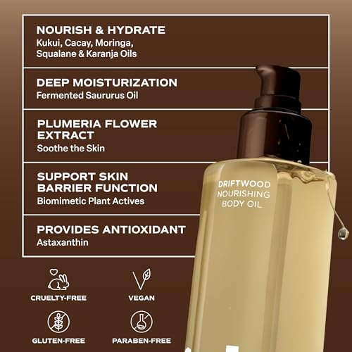 Saltair Nourishing Body Oil | Lightweight Body Glow | Driftwood, 4 oz
