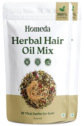 Homeda Herbal Hair Oil Mix, 18 Indian Ayurvedic Herbs, Hair Growth (5.3oz)