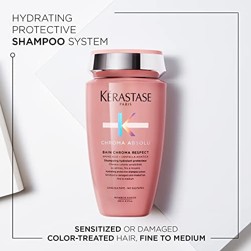 Kerastase Chroma Absolute Chroma Respect Shampoo For Sensitized or Damaged Color-Treated Hair - Protects and Hydrates Fine To Medium Hair with Glycerin and Hyaluronic Acid, 8.5 Fl Oz