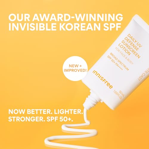 innisfree Daily UV Defense Sunscreen SPF 50+ PA++++, Korean Face & Body Sunscreen, Invisible Finish, Broad Spectrum, No White Cast, Lightweight, Hydrating, Available in Gift Sets & Jumbo