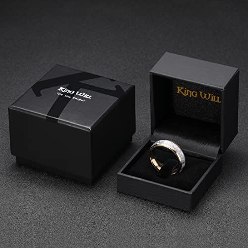 King Will Mens Gold Tungsten Wedding Band Meteorite Inlay Rings 8mm Size 10