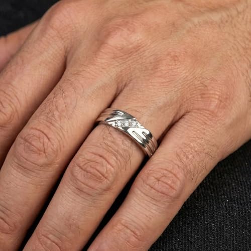 Pompeii Mens Real Diamond 14k White Gold Wedding Ring Band New - Size 10