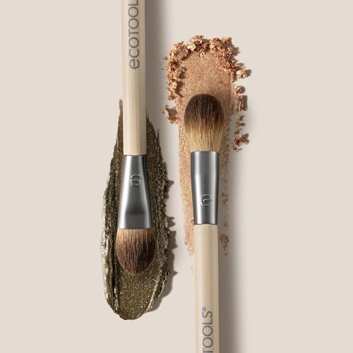 EcoTools Cream & Powder Dual-Ended Eye Brush, Flat & Fluffy, 1 Count