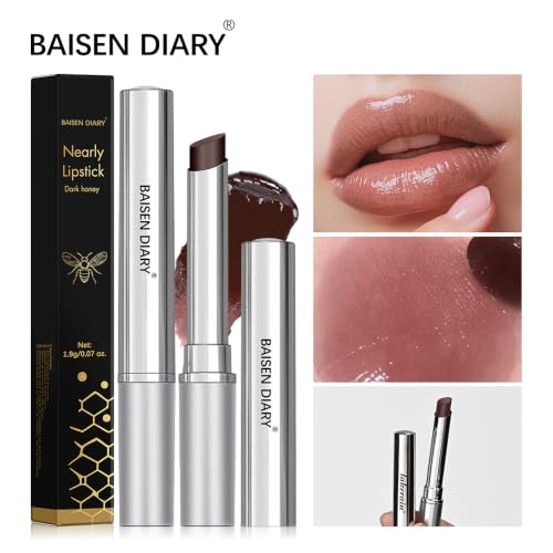 Honey Lipstick Tinted Lip Balm - Sheer Hydrating Lipstick for All Skin Tones - Moisturizing Lip Color, Nourishing Lip Balm with a Hint of Natural Black Cherry Tint