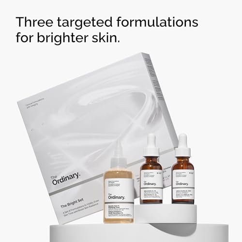 The Ordinary The Bright Set, 3-Step Regimen for Radiant, Even Skin Tone with Glycolic Acid 7% Exfoliating Toner, Alpha Arbutin 2% + HA, and Caffeine Solution 5% + EGCG Eye Serum | Skin Care Set