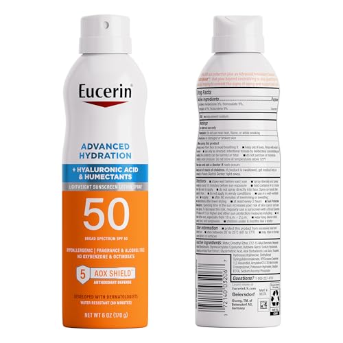 Eucerin Advanced Hydration Sunscreen Spray, SPF 50, 6 OZ