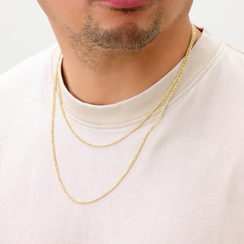 Nuragold 10k Real Yellow Gold 2mm Rope Chain Lightweight Necklace (16"-30") - 22"