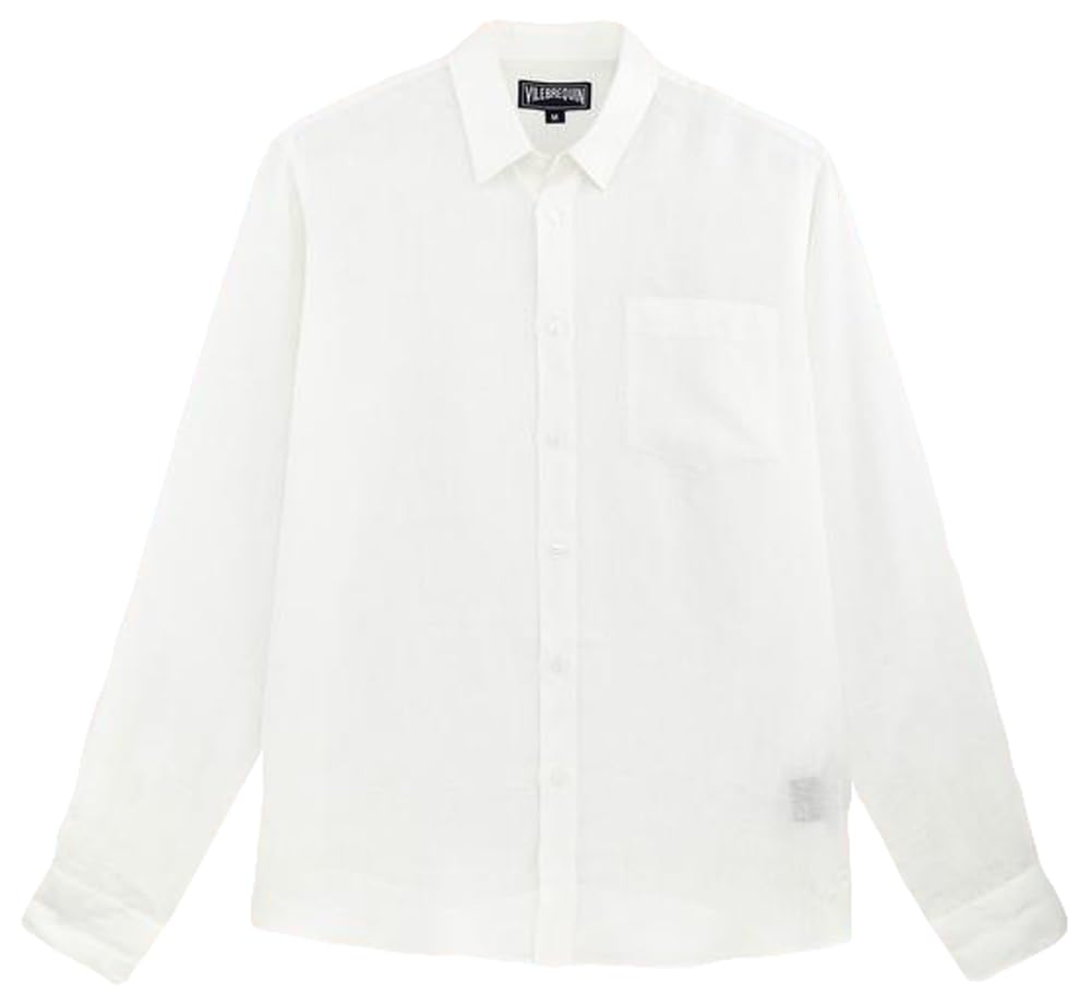 Vilebrequin Men Linen Shirt Solid, 4XL, White