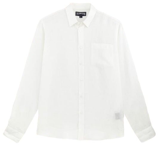 Vilebrequin Men Linen Shirt Solid, 4XL, White