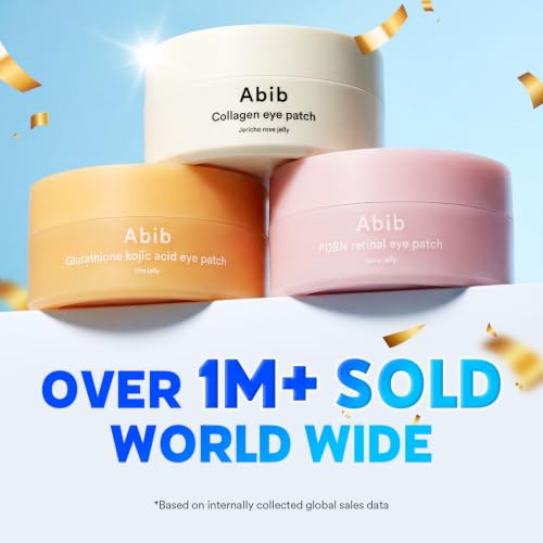 Abib PDRN Retinal Eye Patches for Rejuvenating & Puffy Eyes with Glow Jelly, Niacinamide, 60 Count, Korean Skin Care