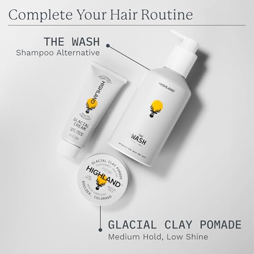 Highland Glacial Cream - Hair Styling Cream- Smooths, Hydrates, De-Frizzes, Texturizes & Defines - Low Hold Matte Finish for All Hair Types - Natural Ingredients that Boost Hair & Scalp Health- 2.5 oz
