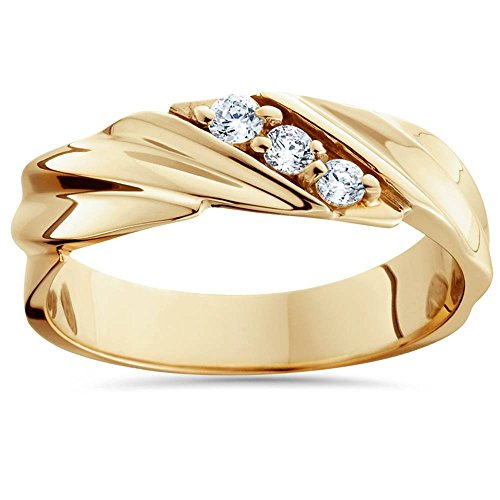 Pompeii 1/10ct Diamond 14K Yellow Gold Mens Wedding Ring - Size 9