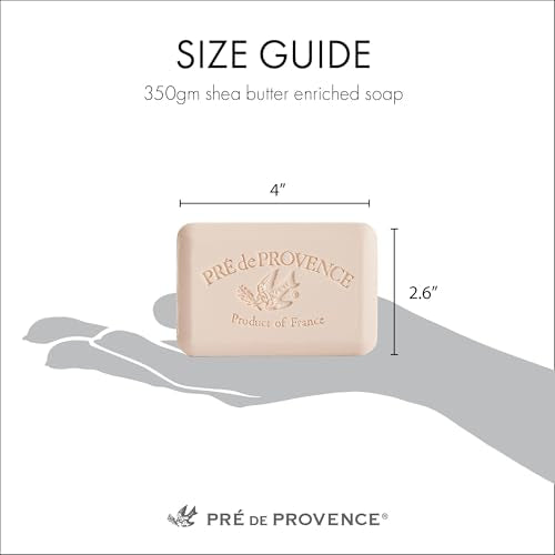 Pre de Provence Artisanal Soap Bar, Natural French Skincare, Enriched with Organic Shea Butter, Quad Milled for Rich, Smooth & Moisturizing Lather, Olive Oil & Lavender, 12.3 Ounce