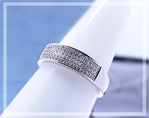 Dazzlingrock Collection 0.15 Cttw 10K Round Diamond Men's Micro Pave Wedding Anniversary Band, Solid White Gold, Size 10