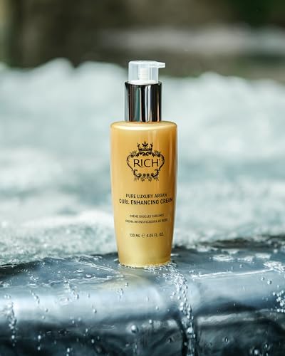 RICH Pure Luxury Curl Defining Cream for Curly & Wavy Hair - Controls Frizz and Add Natural Bounces - Enrich with Argan Oil, Coconut Oil & Hydrolyzed Wheat Protein - 4.05 Oz.