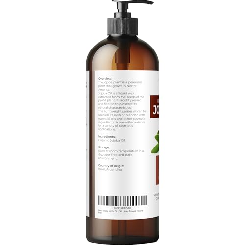 velona USDA Organic Jojoba Oil - 16 fl oz, Cold Pressed, with Pump