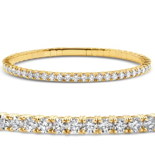 P3 POMPEII3 Pompeii 2-10Ct TW Flexible Diamond Bangle Tennis Bracelet Lab Grown 14k Gold (F/G,VS1-VS2)