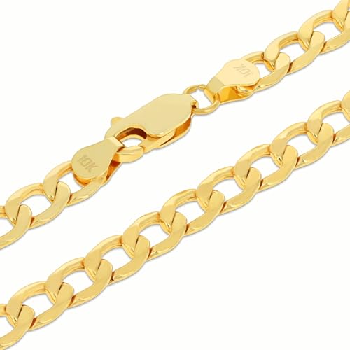 Nuragold 10k Real Yellow Gold Cuban Curb Link 5.5mm Chain Bracelet (7"-9") - 8"