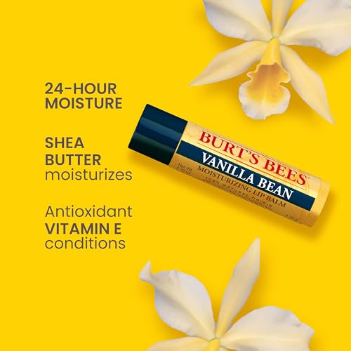 Burt's Bees Lip Balm - Vanilla Bean, Lip Moisturizer With Responsibly Sourced Beeswax, Tint-Free, Natural Origin Conditioning Treatment, 2 Tubes, 0.15 oz.
