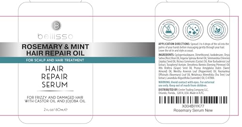 Rosemary Mint Oil Hair Serum - Thickening Products for Women and Men - Strengthening Treatment for Dry, Damaged, Frizzy Split Ends - Control Frizzy, Thinning and Curly Locks - Scalp Moisturizer