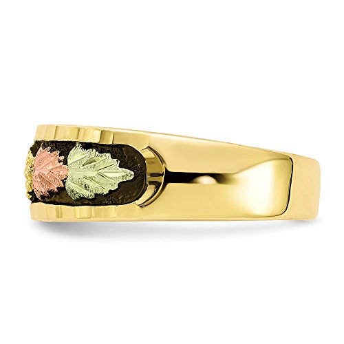 FB Jewels 10k White Yellow And Rose Tri Gold Black Hills Gold Men's Antiqued Ring