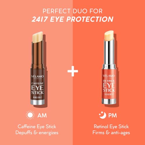 VELAMO ADVANCED Retinol Eye Stick: Renewing & Firming Under Eye Balm for Dark Circles, Puffiness, Fine Lines & Wrinkles - Travel Essentials, Portable & Perfect for On-the-go Use, 0.1 OZ/3g