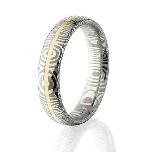 The Jewelry Source Mens Wedding Bands Premium Wedding Rings For Men Damascus Steel 14k Gold Inlay