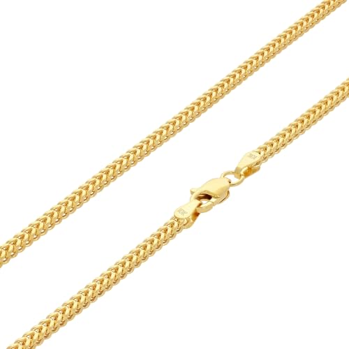 Nuragold 10K Real Yellow Gold 2.5mm Franco Square Box Wheat Chain Necklace - 22"