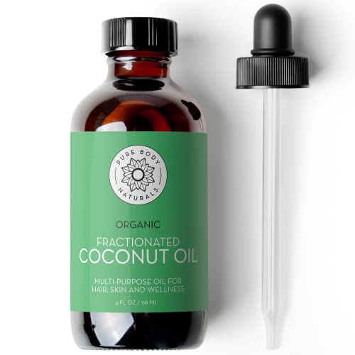 Organic Fractionated Coconut Oil, Carrier Oil with Dropper, 4 fl oz