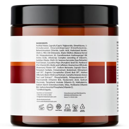 EDENIKA BOTANICALS Batana Hair Mask with Batana Oil for Hair Growth, Biotin, Saw Palmetto & UltraGro B5 Complex, Deep Conditioning Hair Treatment for Fuller, Thicker-Looking Hair, Sulfate-Free