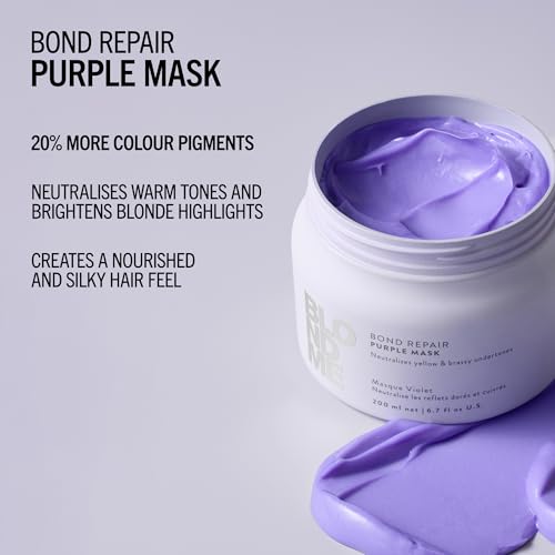 BlondMe Bond Repair Purple Mask for Blonde Hair | Neutralizes Yellow & Brassy Tones | Maintain, Refresh, & Enrich | For Moisturized, Healthy-Looking Cool-Toned Blondes