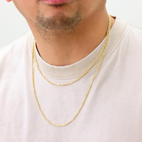 Nuragold 10k Real Yellow Gold 2.5mm Rope Chain Lightweight Necklace 16"-30" - 22"