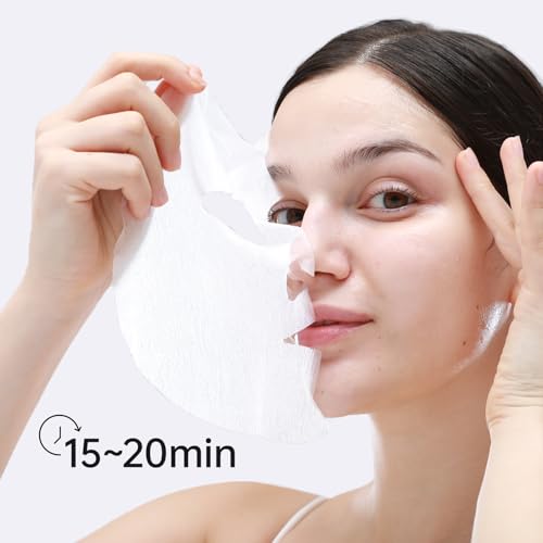 +WIS+ Hyaluronic Acid Face Mask 24 EA with Hyaluronic Acid Serum and Vitamin B5, Facial Mask for Dry Skin, Anti-Aging Mask to Plump and Repair Dehydrated Skin, Safe on Sensitive Skin,gifts for women