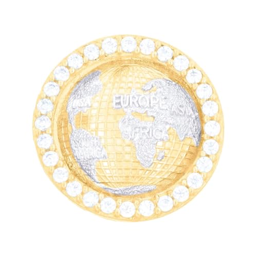 JewelryWeb 10k Two-tone Gold Mens Cubic Zirconia World Map Globe Fashion Ring 20.3mm Long Ring for Men
