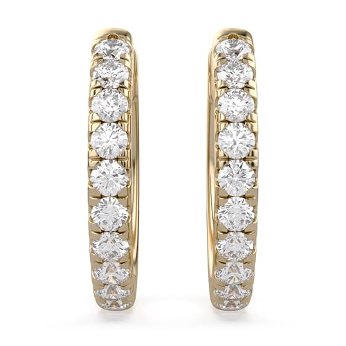 10MM Huggie Hoop Earrings for Women 1/4ctw Lab Grown Diamond 925Y Silver