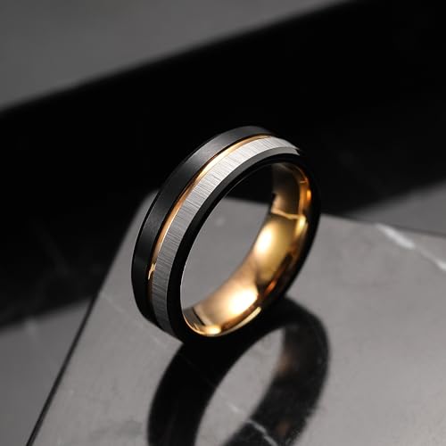 King Will Men Tungsten Rings 14K Gold 6mm Size 8