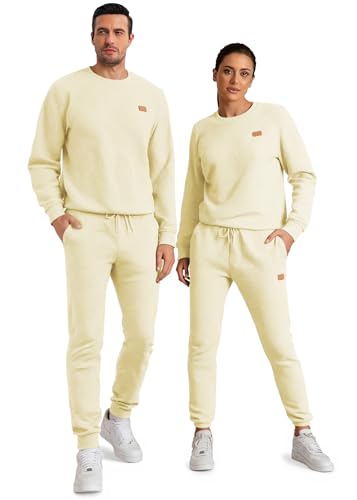 JMIERR Knit Jacquard Track Suits for Men Set 2 Piece Comfiest Airport Outfits Long Sleeve Sweatshirts & Running Joggers Sweatpants, Fall Tracksuit Sweatsuits Matching Lounge Sets, M, Apricot