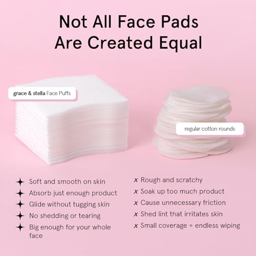 grace & stella Face Pads for Toner, Essence, and DIY Mask (100 Count)