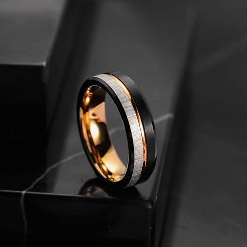 King Will Men Tungsten Rings 14K Gold 6mm Size 8