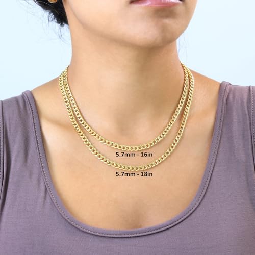 Nuragold 14k Real Yellow Gold Miami Cuban Lightweight Link 5.7mm Chain Necklace (16"-30") Italian Jewelry for Men & Women - 26"
