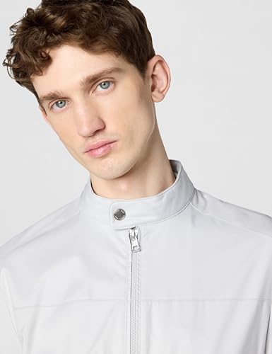 Michael Kors Men's Nylon Racer Jacket, Pearl Grey, L