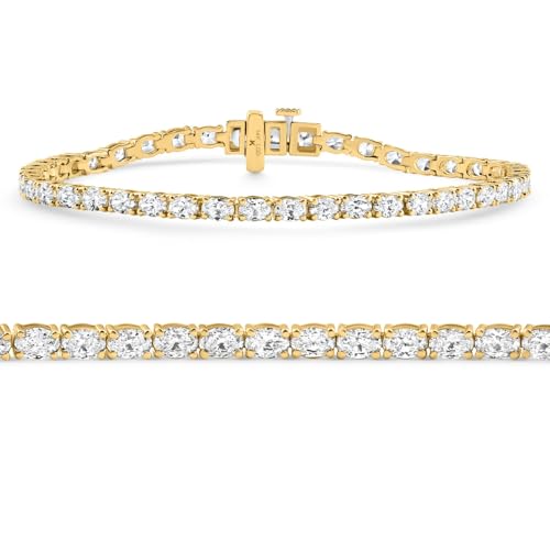 P3 POMPEII3 Pompeii 4.5Ct Oval Cut Diamond Tennis Bracelet 7" 14k Yellow Gold Lab Grown - Size 7 (EF,VS)