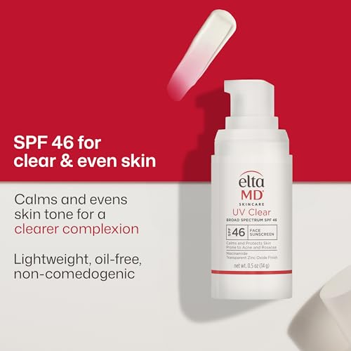 EltaMD UV Clear Untinted Face Sunscreen with Zinc Oxide, SPF 46, 0.5 oz