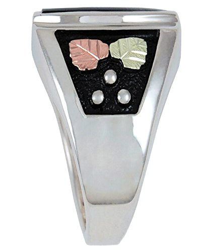 The Men's Jewelry Store 10k Yellow Bald Eagle Antiqued Ring, Sterling Silver, 12k Green and Rose Gold Black Hills Gold Motif, Size 13