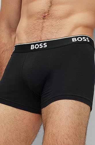 BOSS Men's 3-Pack Stretch Cotton Regular Fit Trunks, Black, Large