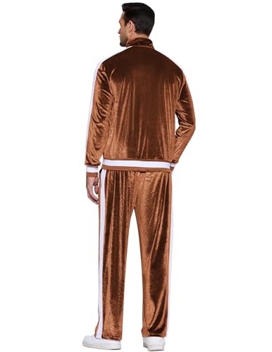 COOFANDY Velvet Jacket and Pants Set Men Activewear Full Zip Warm Tracksuit Sports Set Casual Sweat Suit