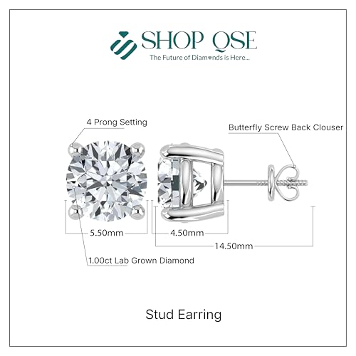 Shop QSE IGI 1.00 Ct Lab Grown Diamond Stud Earrings for Women 14k Gold