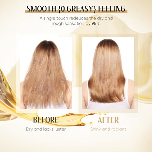 GREEONIL 24K Gold Argan, Coconut, and Olive Oil Serum for Frizz Control, Shine, and Split End Repair - Nourishing Hair Treatment with Vitamin E, 2.02 fl oz, 60ml