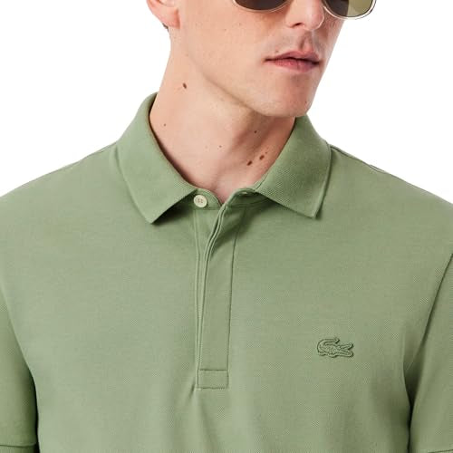 Lacoste Men's Regular Fit Paris Stretch Piqué Polo Shirt, Thyme, Medium